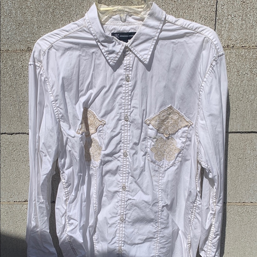 White Men's Shirt with Lace Detail